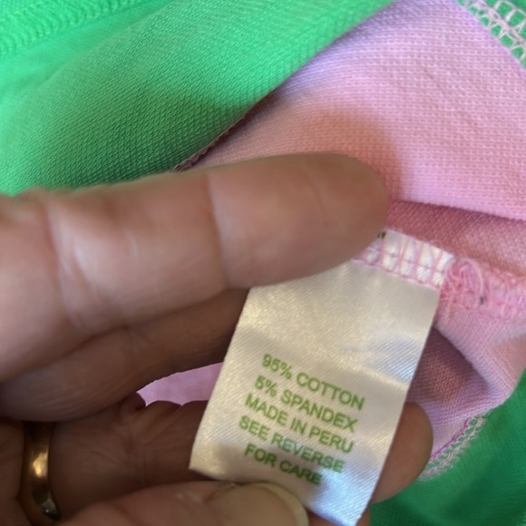 Lilly Pulitzer Girls Long Sleeve Pink Green Striped Polo Shirt Size 8 - Picture 7 of 10